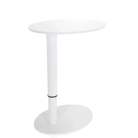 Vitt Ståskrivbord STAND III med oval bordsskiva och rund fot från hjh OFFICE