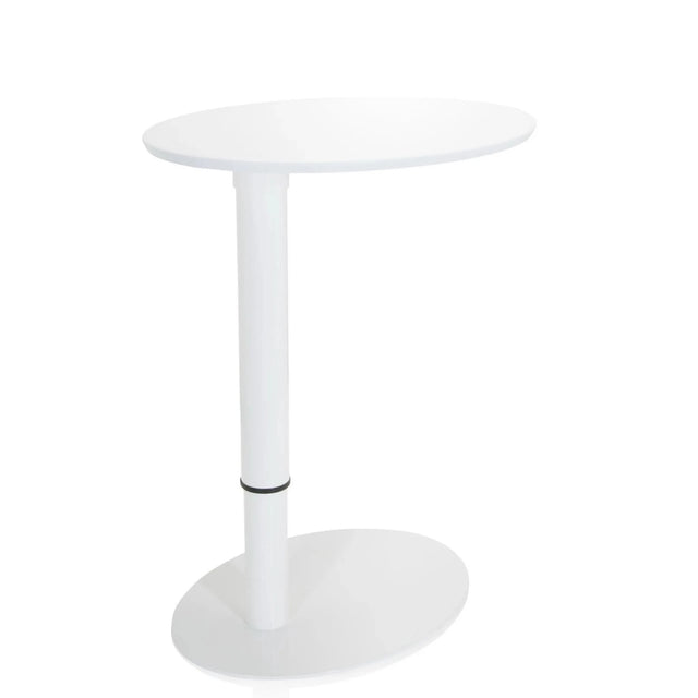 Vitt Ståskrivbord STAND III med oval bordsskiva och rund fot från hjh OFFICE