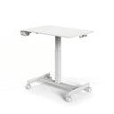 Vitt Ståskrivbord Stand K med en kvadratisk skiva och fyra hjul från hjh OFFICE