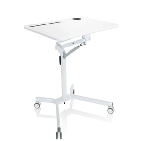 Vitt ståskrivbord STAND VM-SU I med höjjusterbar ram och hjul från hjh OFFICE