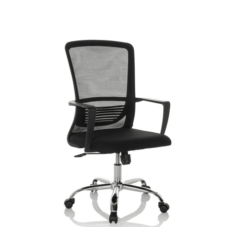 Home Office kontorsstol STAR-TEC S i svart med nätryggstöd och blankt stjärnfot från hjh OFFICE