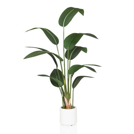 Grön Konstgjorda växter STRELITZIA med stora blad i en vit kruka från hjh OFFICE