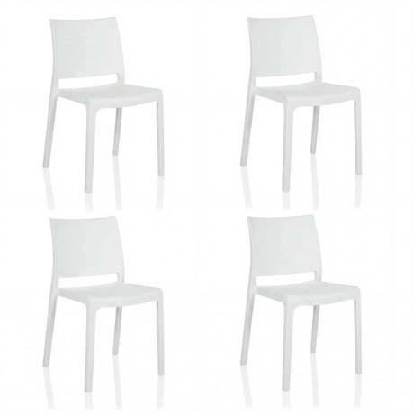 Set om fyra vita Utomhusstolar T37 V 4 med enkla ryggstöd från hjh LIVING