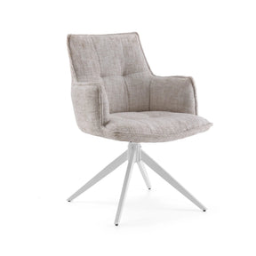 Beige Matstol Tavaro med tygbeklädnad och vit stjärnfot från hjh LIVING