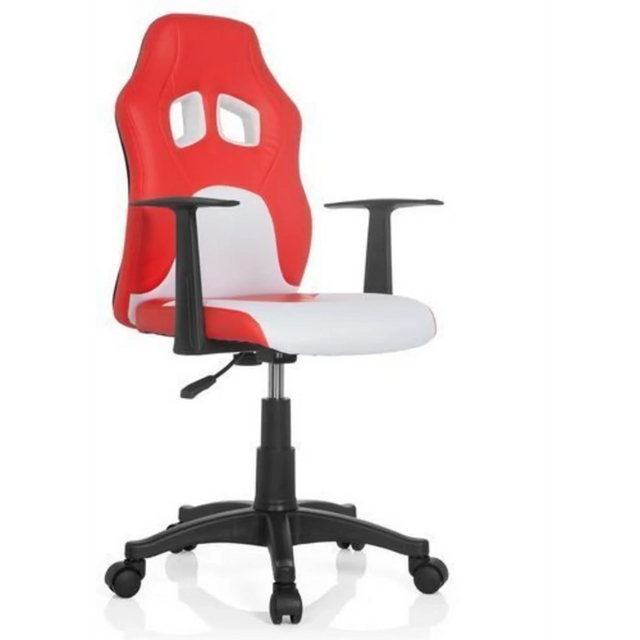Snurrstol för barn TEEN GAME AL i rött och vitt med två urtag i nackstödet från hjh OFFICE