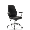 Schwarzer Home-Office-Chefsessel THEO I mit gesteppter Rückenlehne und Chromgestell von hjh OFFICE