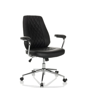 Svart Home Office chefsfåtölj THEO I med quiltat ryggstöd och kromunderrede från hjh OFFICE