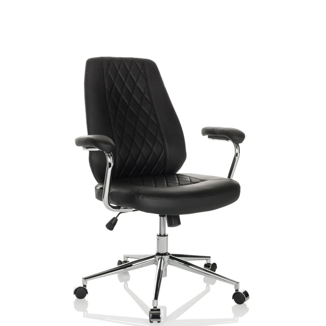 Svart Home Office chefsfåtölj THEO I med quiltat ryggstöd och kromunderrede från hjh OFFICE