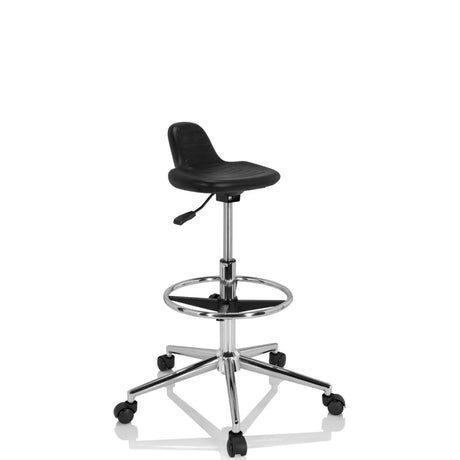 Svart Svängbar stol TOP WORK 03 I med kromad stjärnfot och fotring på hjul från hjh OFFICE