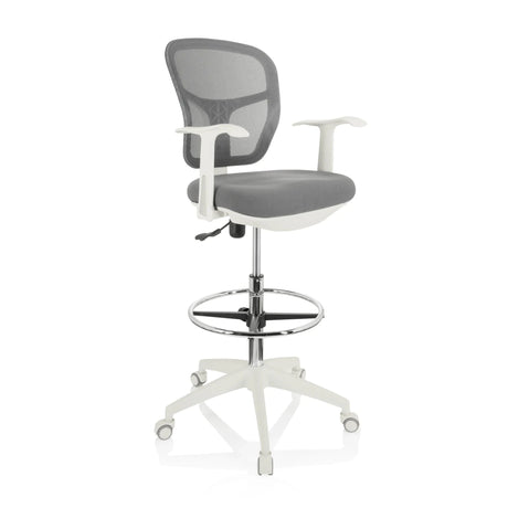 Grå Bardiskstol TOP WORK 108 W med nätryggstöd och vit stjärnfot från hjh OFFICE