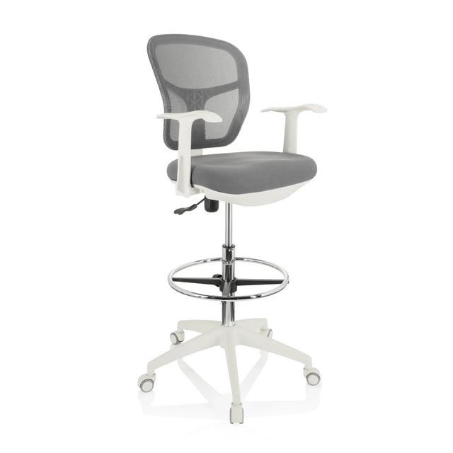 Grå Bardiskstol TOP WORK 108 W med nätryggstöd och vit stjärnfot från hjh OFFICE