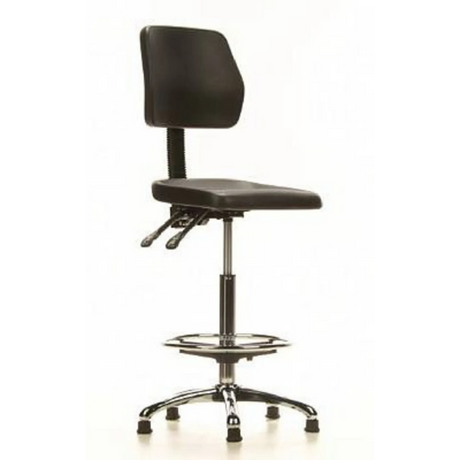 Svart bardiskstol TOP WORK 11 med fotring och kromad stjärnfot från hjh OFFICE