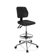 Svart Bardiskstol TOP WORK 11 I med fotring och kromad stjärnfot på hjul från hjh OFFICE