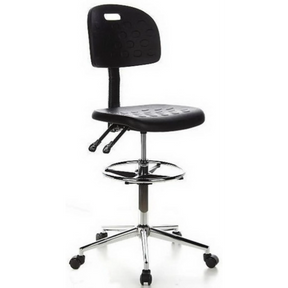 Svart Bardiskstol TOP WORK 23 med fotring och kromad stjärnfot på hjul från hjh OFFICE