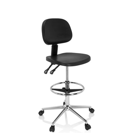 Svart Bardiskstol TOP WORK 24 I med fotring och fem hjul från hjh OFFICE