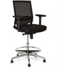 Svart bardiskstol TOP WORK 77 med nätryggstöd, fotring och blank metallram från hjh OFFICE