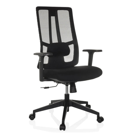 Svart Professionell kontorsstol TRAMORE BASE med nätryggstöd och armstöd från hjh OFFICE