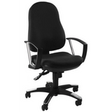 Home Office kontorsstol TRENDY SY med svart tygbeklädnad och armstöd i metall från Topstar