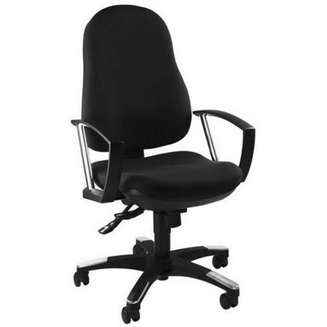 Home Office kontorsstol TRENDY SY med svart tygbeklädnad och armstöd i metall från Topstar