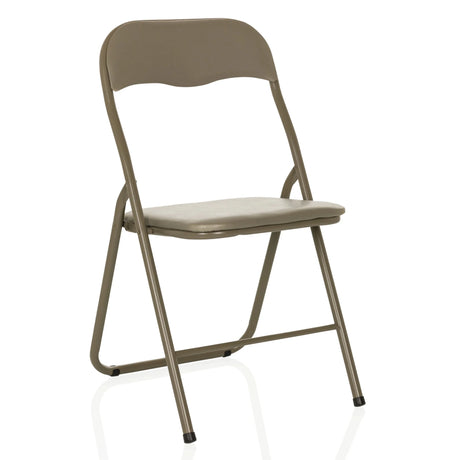 Taupefärgad hopfällbar stol TUDELA BASIC med PVC-överdrag och metallställ från hjh OFFICE