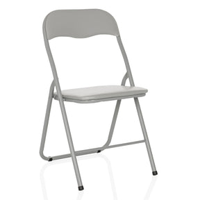 Grå Hopfällbar stol TUDELA BASIC med PVC-överdrag och silverfärgad metallram från hjh OFFICE