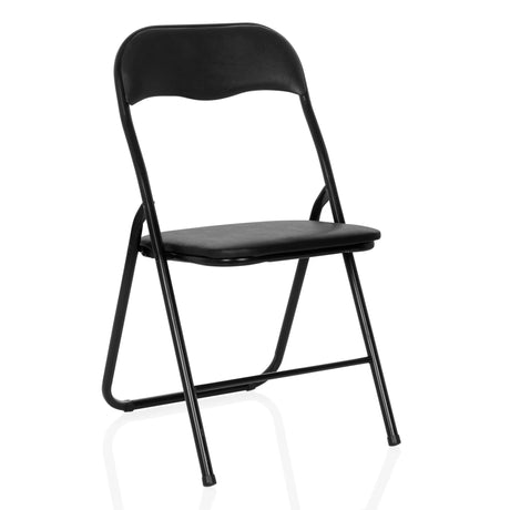 Svart hopfällbar stol TUDELA BASIC med PVC-överdrag och metallram från hjh OFFICE
