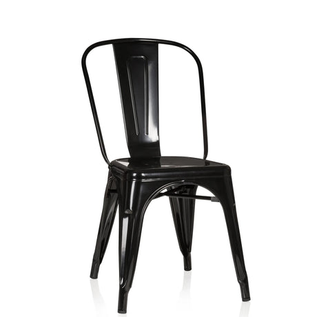 Svart Bistrostol VANTAGGIO COMFORT i blank metall med högt ryggstöd från hjh OFFICE