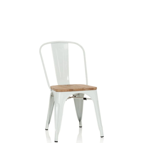 Vit Bistrostol VANTAGGIO COMFORT W med sits i ljust trä och metallstomme från hjh OFFICE