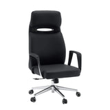 Svart Professionell chefsfåtölj VELVET ECO med kromunderrede och mattahjul från hjh OFFICE