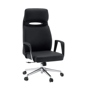 Svart Professionell chefsfåtölj VELVET ECO med kromunderrede och mattahjul från hjh OFFICE