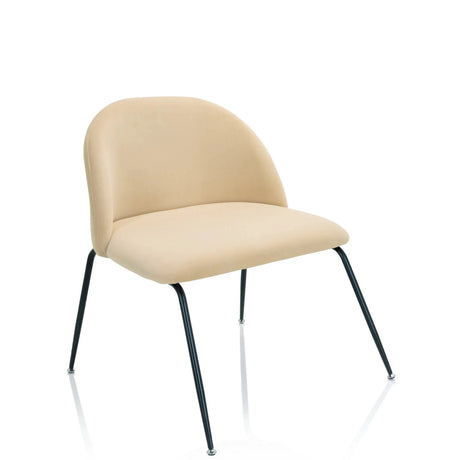 Beige stoppad stol VELVO med rundad rygg och svarta metallben från hjh OFFICE