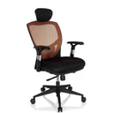 Hög kontorsstol VENUS BASE i orange och svart med nätryggstöd och nackstöd från hjh OFFICE