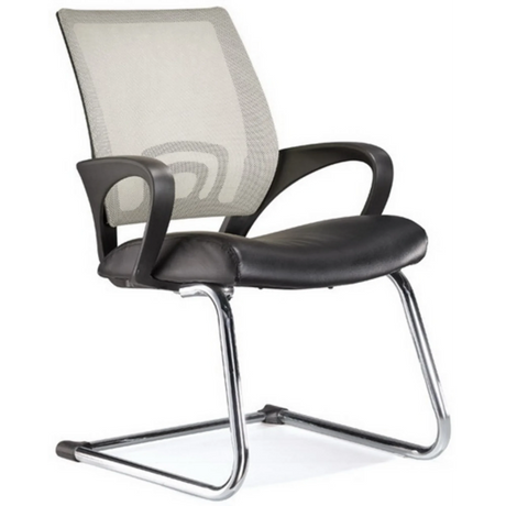 Fjädrande stol VISTO NET V med grått nätryggstöd, svart sits och kromad ram från hjh OFFICE