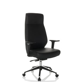 Svart Professionell chefsfåtölj VITORO ECO med konstläderklädsel och armstöd från hjh OFFICE