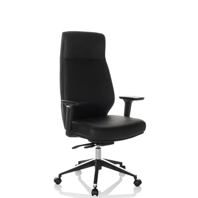 Svart Professionell chefsfåtölj VITORO ECO med konstläderklädsel och armstöd från hjh OFFICE