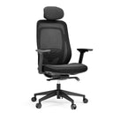Svart Professionell kontorsstol Vivadapt med nätryggstöd, nackstöd och armstöd från hjh OFFICE