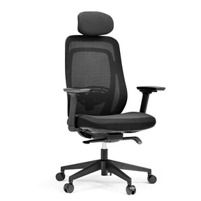 Svart Professionell kontorsstol Vivadapt med nätryggstöd, nackstöd och armstöd från hjh OFFICE