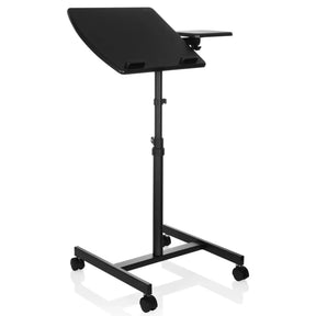 Svart Ståskrivbord VM-SL med lutande avlastningsyta och fyra hjul från hjh OFFICE