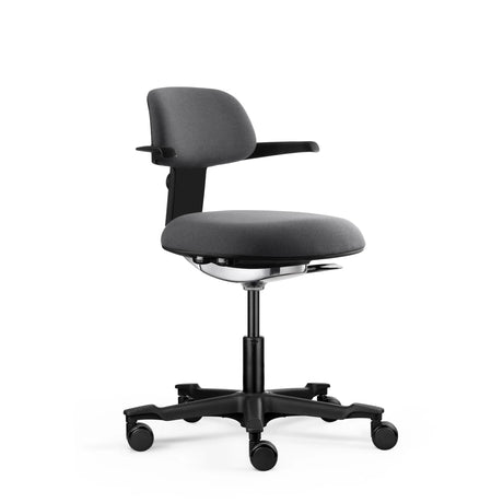 Mörkgrå Arbetsstol WORK 40 med armstöd och fem hjul från hjh OFFICE