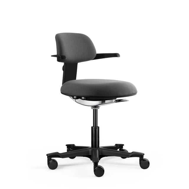 Mörkgrå Arbetsstol WORK 40 med armstöd och fem hjul från hjh OFFICE