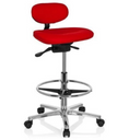 Röd Bardiskstol WORK MF med blank kromställning, fotring och hjul från hjh OFFICE