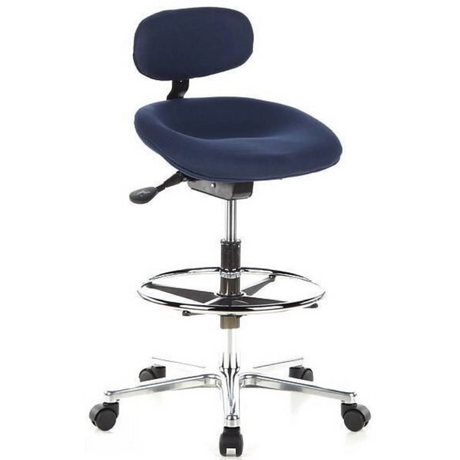 Blå Bardiskstol WORK MF med nackstöd, fotring och fem hjul från hjh OFFICE