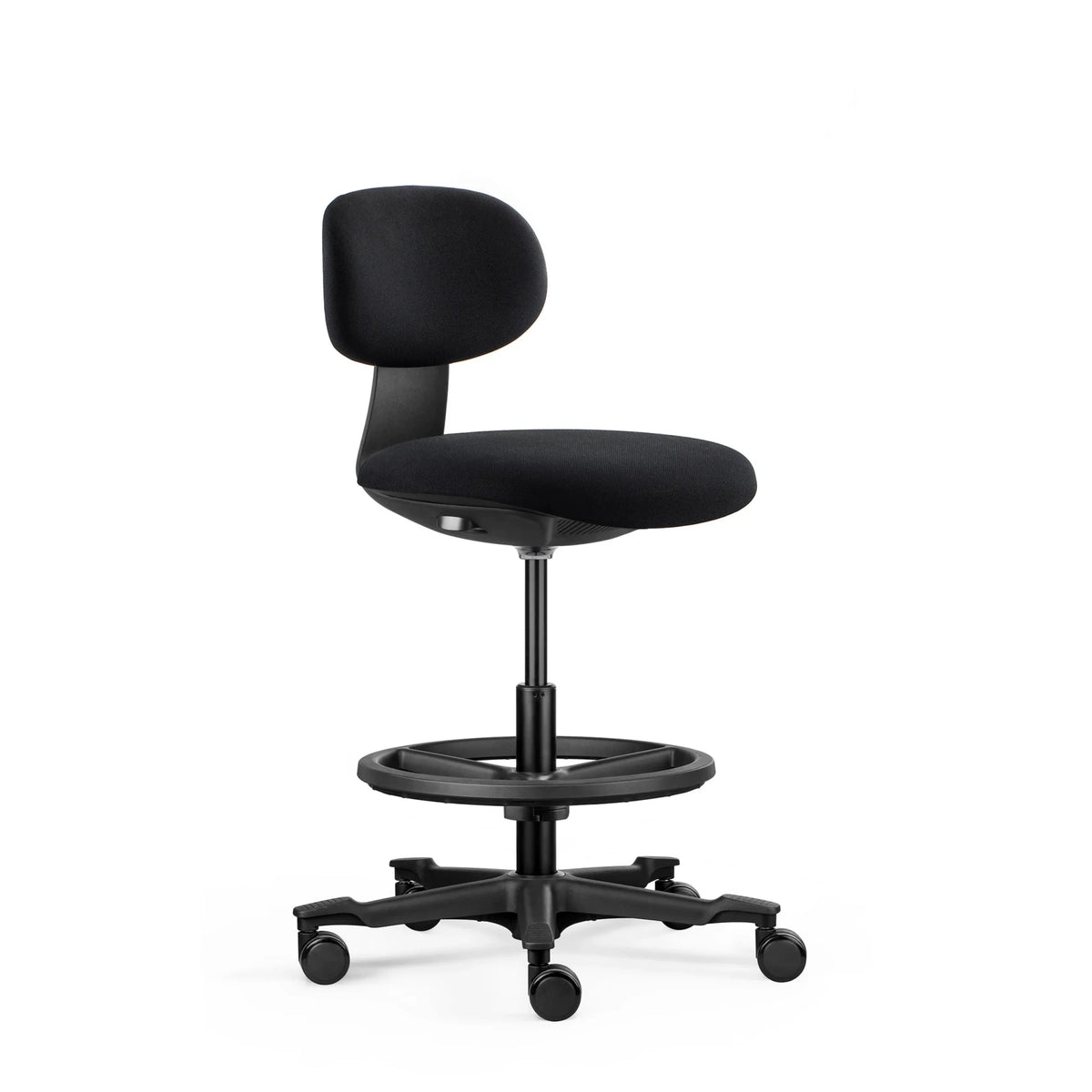 Svart Arbetsstol WORK MF2 med vadderad sits, fotring och hjul från hjh OFFICE