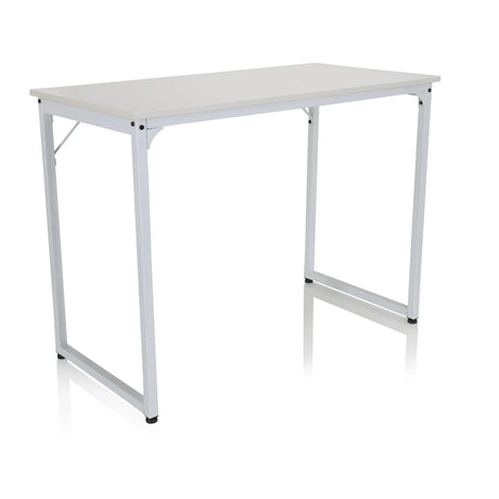 Vitt Skrivbord WORKSPACE I med rektangulär skiva och ett enkelt metallstativ från hjh OFFICE