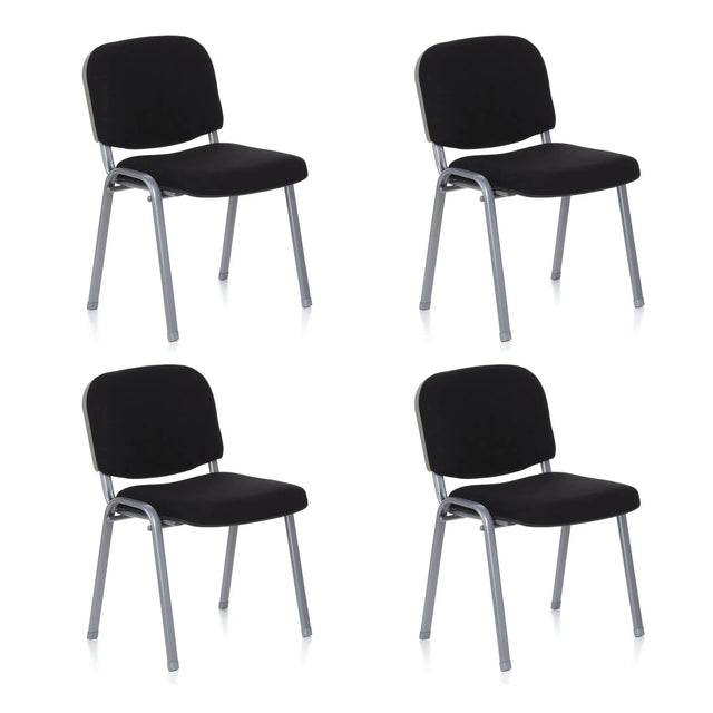 Set om fyra fyrbenta stolar XT 600 S med svart klädsel och silverfärgad ram från hjh OFFICE