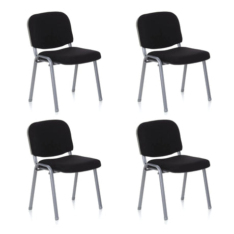 Set om fyra fyrbenta stolar XT 600 S med svart klädsel och silverfärgad ram från hjh OFFICE