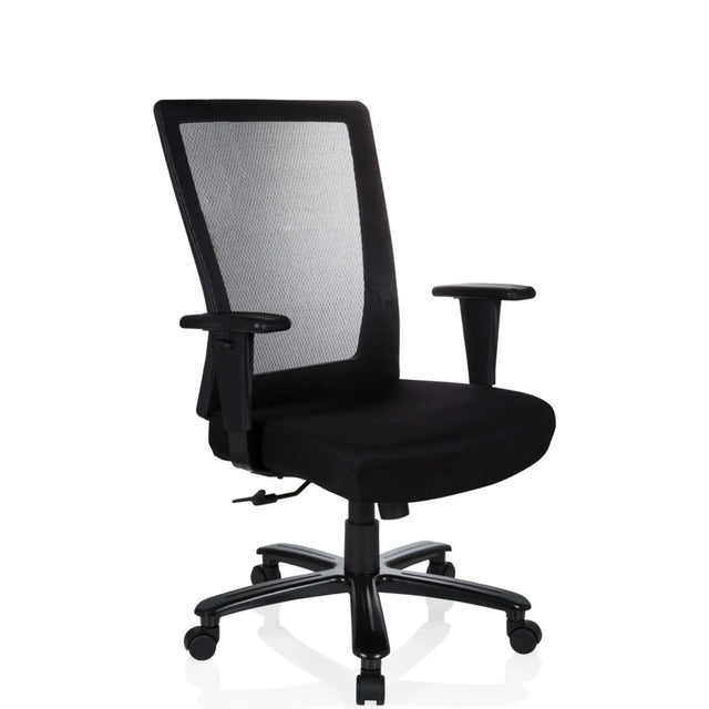 Svart snurrstol XXL EXTENDER med nätryggstöd och armstöd från hjh OFFICE