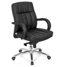 snurrstol XXL G 100 i svart konstläder med armstöd och kromfot från hjh OFFICE