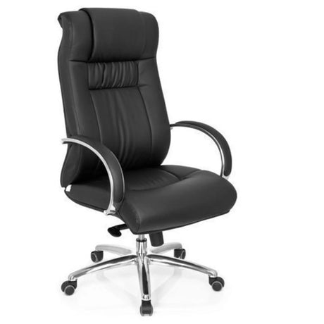 Svart snurrstol XXL G 600 med konstläderklädsel och kromad fotkorsbas från hjh OFFICE