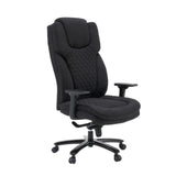 XXL Pullmann Gen2 snurrstol med svart tygklädsel, quiltat mönster och justerbara armstöd från hjh OFFICE